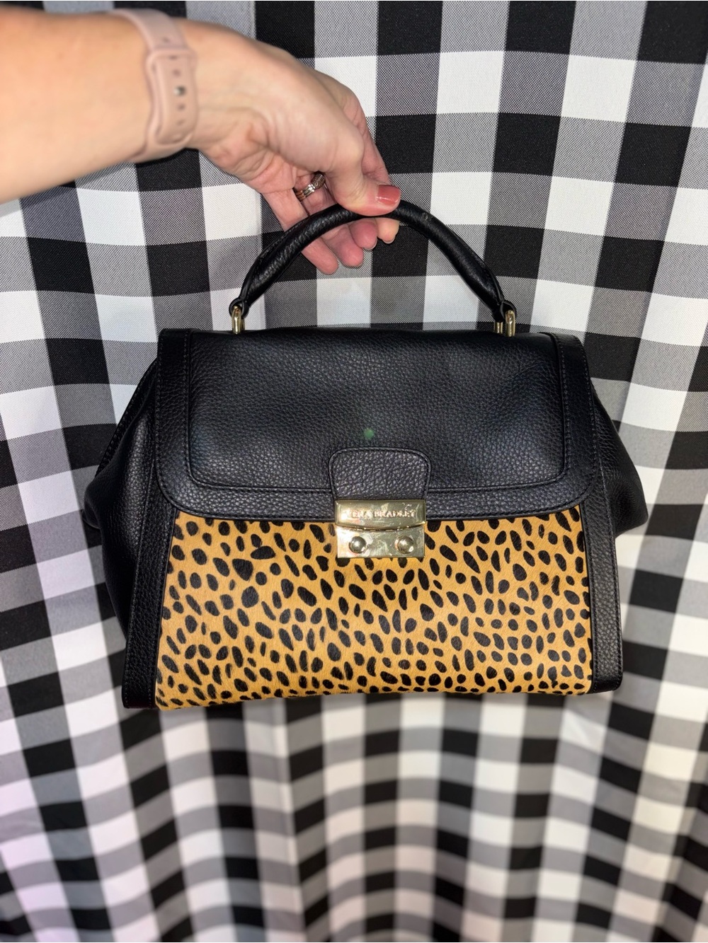 Vera Bradley Stella Mini Satchel in Cheetah Black NWT